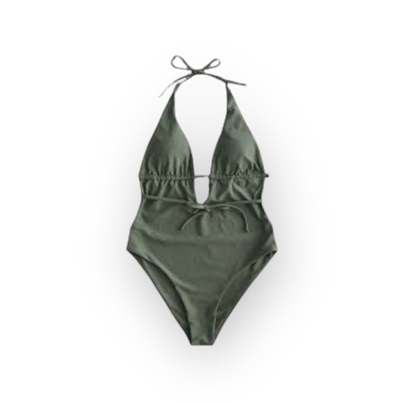 L*Space ☼ Pamela Plunging Strappy Open Back One Piece Swimsuit ☼ Olive Green 10 - Picture 5 of 17